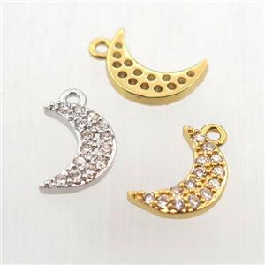copper moon pendant paved zircon, mixed color, approx 6-12mm