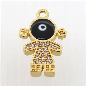 copper girl pendant pave zircon, gold plated, approx 12-16mm