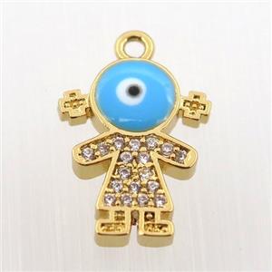 copper girl pendant pave zircon, gold plated, approx 12-16mm