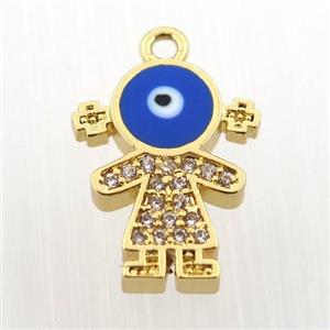 copper girl pendant pave zircon, gold plated, approx 12-16mm