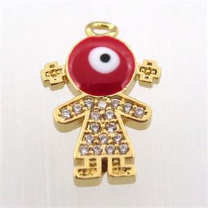 copper girl pendant pave zircon, gold plated, approx 12-16mm