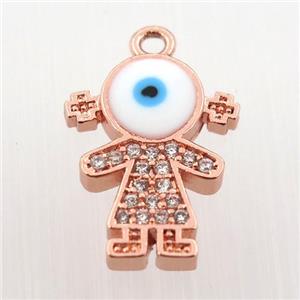 copper girl pendant pave zircon, rose gold, approx 12-16mm