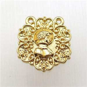 copper pendant, gold plated, approx 16mm dia