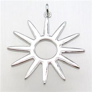 copper sun pendant, platinum plated, approx 30mm dia