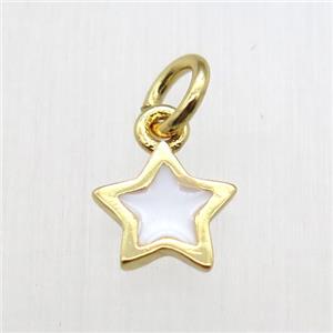 copper star pendant, enameling, gold plated, approx 7mm dia