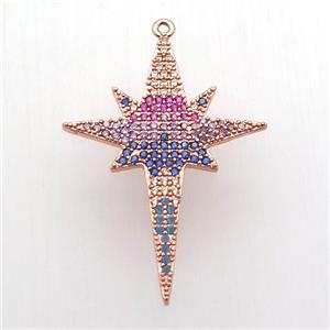 copper northStar pendant paved zircon, rose gold, approx 27-38mm