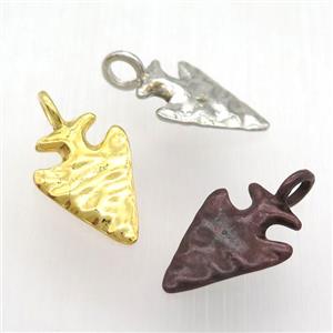 hammered copper arrowhead pendant, mixed color, approx 14-28mm