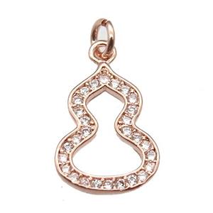 copper cucurbit pendant paved zircon, rose gold, approx 10-13mm