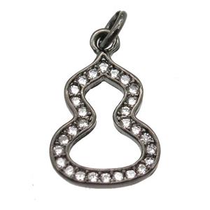 copper cucurbit pendant paved zircon, black plated, approx 10-13mm