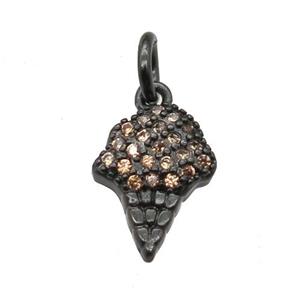 copper IceCream pendant paved zircon, black plated, approx 8-10mm