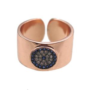 copper ring paved zircon, rose gold, approx 18mm dia