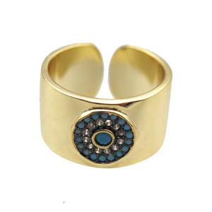 copper ring paved zircon, gold plated, approx 18mm dia