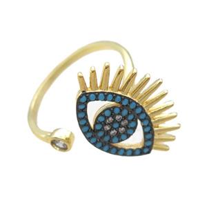 copper ring paved zircon, eye, gold plated, approx 20mm dia