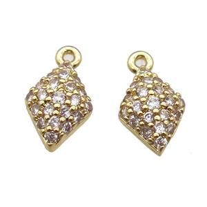 copper dart pendant paved zircon, gold plated, approx 6-10mm