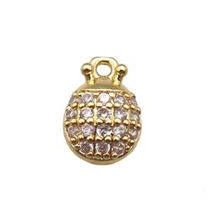 copper beetle pendant paved zircon, gold plated, approx 7-10mm