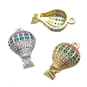 copper balloon pendant paved zircon, mixed color, approx 13-20mm