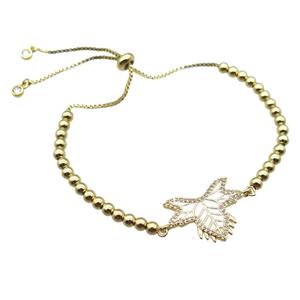 copper bracelet paved zircon, gold plated, approx 4mm dia, 28cm length