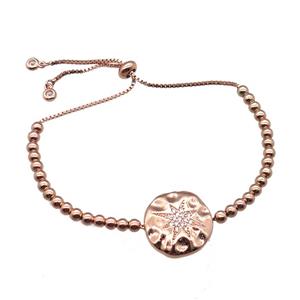 copper bracelet paved zircon, rose gold, approx 4mm dia, 28cm length