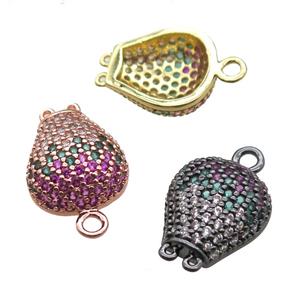 copper balloon pendant paved zircon, mixed color, approx 12mm