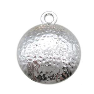 hammered copper circle pendant, silver plated, approx 18mm dia