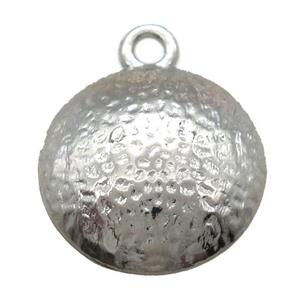 hammered copper circle pendant, platinum plated, approx 18mm dia