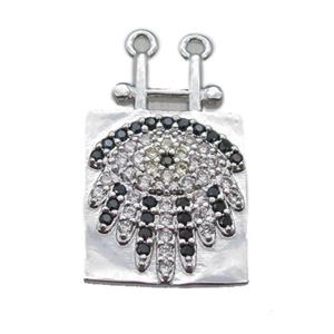 copper pendant paved zircon, platinum plated, approx 12-22mm