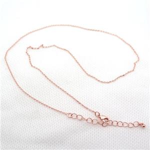 copper Necklace Chain, rose gold, approx 1.2mm dia, 42-48cm length