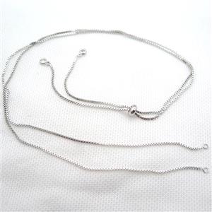 copper Necklace Chain, platinum plated, approx 1.2x1.2mm, 84cm length