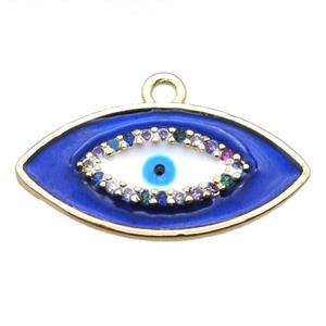 copper eye pendant with royal blue enameling, gold plated, approx 12-23mm