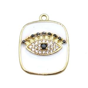 copper eye pendant pave zircon with white enameling, gold plated, approx 16-19mm