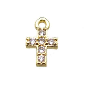 copper cross pendant pave zircon, gold plated, approx 5-8mm