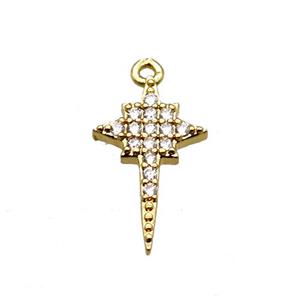 copper northstar pendant paved zircon, gold plated, approx 8-15mm