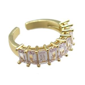 copper Rings paved zircon, gold plated, approx 18mm dia