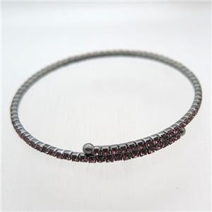 copper bangle pave purple rhinestone, black plated, approx 60mm dia