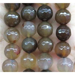 Agate beads, faceted round, coffee, approx 12mm dia