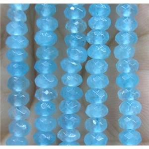 aqua jade bead, faceted rondelle, approx 2x4mm