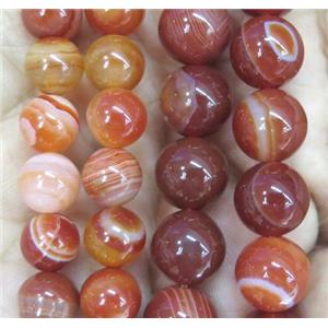 orange striped agate bead, round, approx 4mm dia