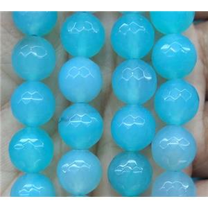 aqua agate beads, faceted round, approx 8mm dia