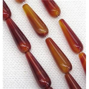 red Agate teardrop beads, approx 10x30mm, 13pcs per st