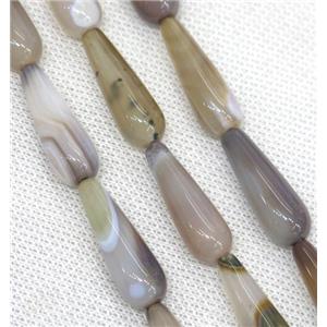 gray Agate teardrop beads, approx 10x30mm, 13pcs per st