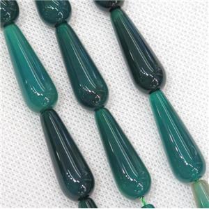 green Agate teardrop beads, approx 10x30mm, 13pcs per st