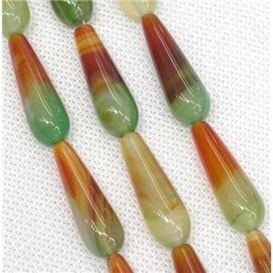 Agate teardrop beads, approx 10x30mm, 13pcs per st