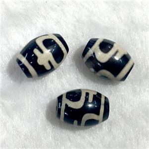 black tibetan style agate beads, oval, approx 10x14mm