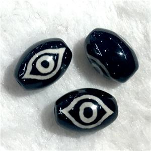 black tibetan style agate beads, oval, approx 10x14mm