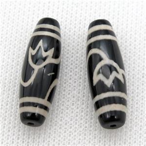 black tibetan style agate beads, oval, approx 10-40mm