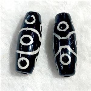 black tibetan style agate beads, oval, approx 10-40mm