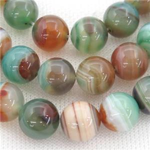 round striped Agate Beads, green, approx 16mm dia