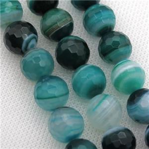 peacock green Striped Agate Beads, faceted round, A grade, approx 6mm dia