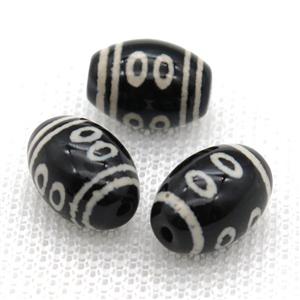tibetan Dzi barrel beads, approx 10x14mm