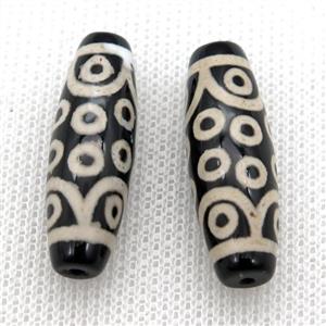 tibetan DZi rice beads, eye, approx 10x30mm